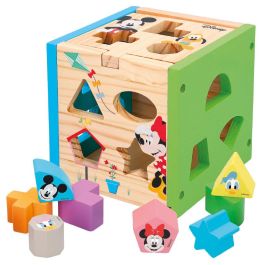 WOOMAX Cubo de madera de formas Mickey Minnie Disney 14 piezas +12 meses
