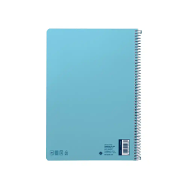 Liderpapel Cuaderno Espiral A4 Smart Tapa Blanda 80 Hojas 75gr Cuadro 4mm con Margen, Celeste