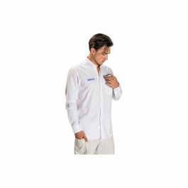 Sparco 011774BI1S Camisa de manga larga para hombre, 100% algodón, ligera y transpirable, color blanco, talla S