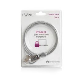 Ewent EW1241 Candado de Seguridad para Portátil con Cable de Acero de 1,5 m Plata