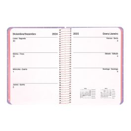 Agenda Espiral Liderpapel Kymolos A6 2025 Semana Vista Malva Papel 70 gr