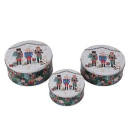 DKD Home Decor Caja Navidad Tradicional con Cascanueces Metal Multicolor 20x20x9 cm Set de 3 Piezas Pack 4 Unidades Precio: 44.5000006. SKU: B19V3S2R5S