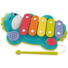Clementoni 17263 Xilófono Dinosaurio Musical para Niños, Estimula Ritmo y Creatividad, 5 Toboganes Colores