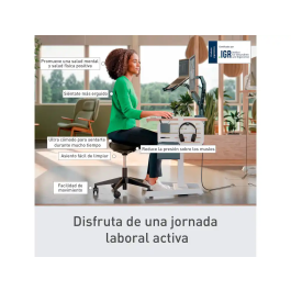 Leitz Taburete Ergo con Asiento Triangular, 5 Ruedas Giratorias, Regulable en Altura (46-59 cm), Negro, Piel Sintética