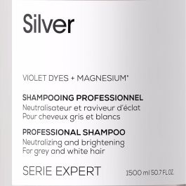 L'Oreal Champú Silver 1500ml: Neutraliza Tonos Amarillos y Potencia Brillo en Cabello Blanco y Gris