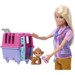 Barbie HRG50 Muñeca Tú Puedes Ser Rescatadora de Animales con Mono y Tigre Bebés, +3 años