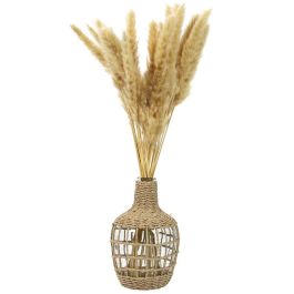 Home Deco Factory Jarrón Damajuana de Vidrio con Trenzado de Papel, Colección Natural, Diámetro 16 cm, Altura 25.5 cm