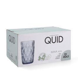 Quid Vaso Alto Vidrio Maia 40 cL (6 Unidades) Azul con Relieve