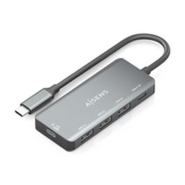 Aisens A109-0945 Hub USB Tipo-C, 1xUSB-C PD 100W, 1xUSB-C 3.0, 3xUSB-A 2.0, Alimentación por bus, Gris