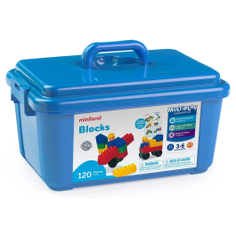 Miniland Super Kim Bloc Juego Bloques de Construcción con 120 Piezas y Vehículos