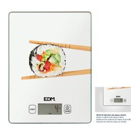 Edm Báscula Digital de Cocina 5kg, LCD Táctil, Cristal, Mide Volumen, 1g Precisión, Incluye Pila