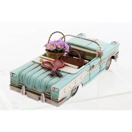 DKD Home Decor Vehículo Decoración Vintage Set 4 Unidades Surtidas Metal PE Azul Verde Menta Amarillo Rosa 10.5x9.5x25.8 cm