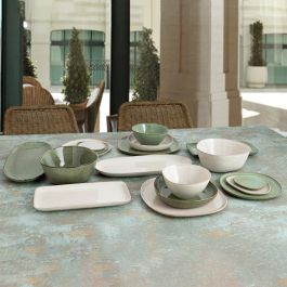 Bidasoa Plato Sopa Cerámico Ikonic Blanco Brillo Relieves Orgánicos 20,5x19,5 cm Juego de 6 Unidades Apto Lavavajillas y Microondas