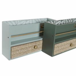 Organizador Tropical DKD Home Decor Verde Menta Verde Oscuro 9 x 17 x 30 cm (2 Unidades)