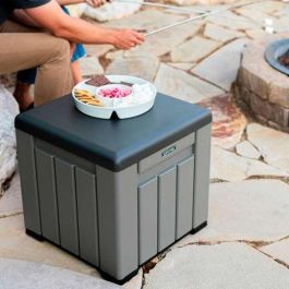 Cubo almacenamiento gris con puertas y techo abatibles lifetime 51,2x51,2x50,8 cm Cubo almacenamiento gris con puertas y techo abatibles lifetime 51,2x51,2x50,8 cm