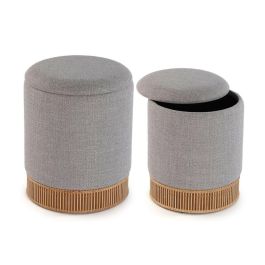 Puff Desmontable Versa Gris Bambú Madera MDF 36 x 44 x 36 cm (2 Piezas) Precio: 100.79000041. SKU: B15LMVACJP