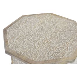 DKD Home Decor Mesita Auxiliar Pikoh Urban, Madera de Mango, Acabado Decapé, Marrón Blanco, 49x53.5x49 cm