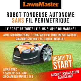Lawnmaster LAW6939349520105 Robot cortacésped autónomo 24V sin cable perimetral - El más sencillo del mercado