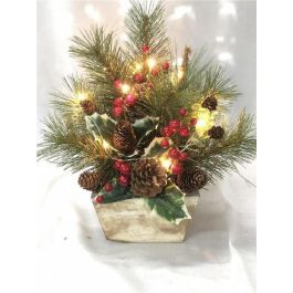 DKD Home Decor Decoración Navideña Luminosa Tradicional LED, de MDF, Verde y Blanco, Medidas 25x25x33 cm (Pack de 2) Precio: 27.13788. SKU: B19ZFH2K4W