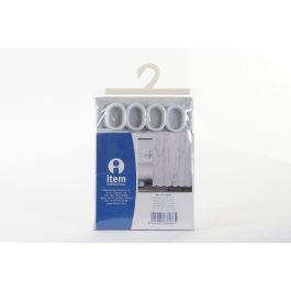 DKD Home Decor Cortina de Baño Glam, Colección Baño Mármol, Fabricada en Poliéster, Medidas 180 x 180 cm