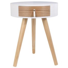 Home Deco Factory Mesa Nora Essentiel Blanca Con Cajón Diámetro 35 cm Altura 46,5 cm