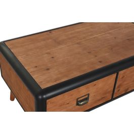 DKD Home Decor Mesa Centro Loft Marron Oscuro Gris Oscuro 56 x 45 x 97 cm con 2 Cajones