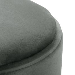 Versa Puff con almacenamiento y bandeja en velvet gris, madera MDF y poliéster, 41x34x34 cm Versa Puff con almacenamiento y bandeja en velvet gris, madera MDF y poliéster, 41x34x34 cm