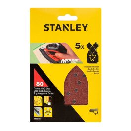 Stanley Hojas de Lijadora de Detalles Autoadherentes Mouse 80 Grano - 5 Unidades