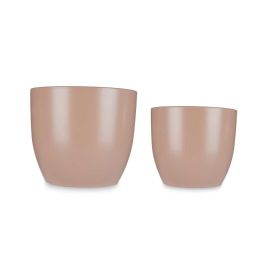 Ibergarden Set de 2 Macetas de Cerámica Abombada, Beige, 22 cm y 28 cm Ibergarden Set de 2 Macetas de Cerámica Abombada, Beige, 22 cm y 28 cm