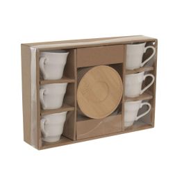 DKD Home Decor Taza Café Porcelana Bambú Blanco 90ml Set 6 Piezas 6.4 x 6.2 x 8.5 cm