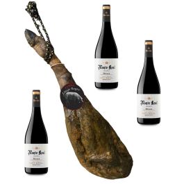 Jamón de Cebo Linaje Negro 5,5 kg Botella de vino tinto 750 ml x 3 Monte Real Precio: 123.6900005. SKU: B1BP8H6V9L