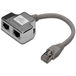 Digitus Adaptador Cable Patch CAT 5e Apantallado, 2x RJ45 Hembra a 1x RJ45 Macho, 0.19m