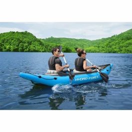 Bestway BES6941607358030 Kayak Hinchable Hydro-Force Cove Champion X2, 2 Plazas, 331x88cm, 180kg Máx, 2 Remos, Aletas Extraíbles
