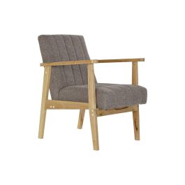 DKD Home Decor Sillón Sixties Beige Natural Poliéster y Pino 68x81x63 cm Altura asiento 43 cm Desmontable