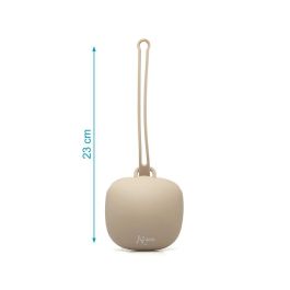 KioKids Portachupetes de Silicona Beige Higiénico y Seguro con Lazo para Colgar | Capacidad 1 Chupete | Para Bebés +0 Meses