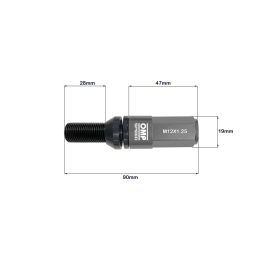 Omp OMPS09971202 Juego de 20 Tornillos de Rueda con Protector de Aluminio M12x1.25 Llave 17-19 Largo 28 mm Protector Plata