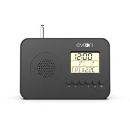 Evoom EVO3700527306148 Radio Reloj Despertador Inteligente LEKIO con Visualización de Fecha, Hora, Temperatura y Humedad - Negro