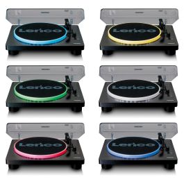 Lenco LS-50LED schwarz Tocadiscos de tracción por correa con reproducción MP3, Manual, Negro, Plástico, Madera, 33, 45, 78 RPM