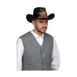 Sombrero vaquero con plumas marrón 59 cm Sombrero vaquero con plumas marrón 59 cm