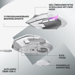 Logitech G502 X PLUS Ratón Óptico Inalámbrico Blanco LIGHTSPEED HERO 25K