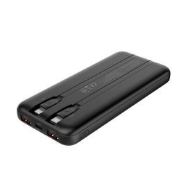 Coolbox Powerbank DP10 10000mAh Negro con Pantalla LCD, Cables Integrados USB-C y Lightning, Carga Rápida y Múltiple