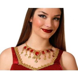 Collar Dorado Brillantes Rojo Mujer Adulto