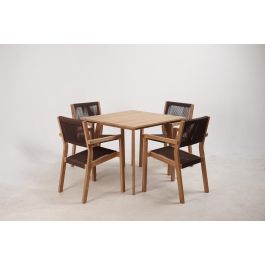 DKD Home Decor Set de 5 Mesas Terraza y Jardín Marrón Teca y Cuerda 90 x 75 x 90 cm Precio: 811.49999997. SKU: B167QM9KHB