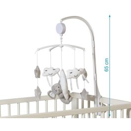 KioKids Móvil Musical para Cuna Elefante Gris con Nubes y Estrellas, Nana Relajante Mecanismo de Cuerda Colección Dolci Amici para Bebés +0 Meses