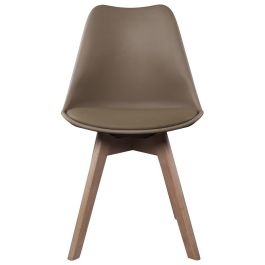 Home Deco Factory Silla COPENHAGUE Acolchada Patas Madera Haya Diseño Escandinavo 49x55x81.5 cm Marrón