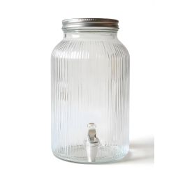 Inde Tarro Dispensador de Vidrio Lines con Grifo, 6 Litros, 18 x 31.5 cm