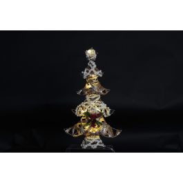 DKD Home Decor Árbol de Navidad Alpina con Luz LED, Blanco y Dorado de Ratán, 56x40x20 cm, para Decoración, Pilas AA, Pack 2 DKD Home Decor Árbol de Navidad Alpina con Luz LED, Blanco y Dorado de Ratán, 56x40x20 cm, para Decoración, Pilas AA, Pack 2