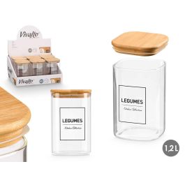Bote Cuadrado Borosilicato Tapa Bambu Legumes 1,2L Vivalto 10X15CM (12 Unidades) Precio: 40.49999954. SKU: B12A64L6PS