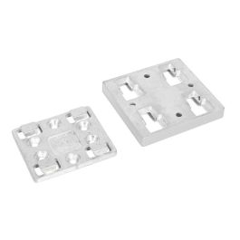 RUJZ Placa de Enganche Cuña QUARON para Patas de Mesa 80x80mm Níquel Satinado - Fácil Montaje, Máxima Seguridad