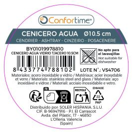 Inde Cenicero Agua Vidrio T/Acero 10.5 cm